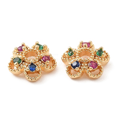 Brass & Cubic Zirconia Bead Caps KK-F860-67G-1