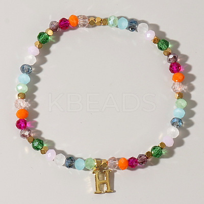 Brass Initial Charm Bracelets KC4213-8-1