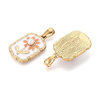 304 Stainless Steel & Enamel & ABS Imitation Pearl Pendants STAS-T072-144A-G-1