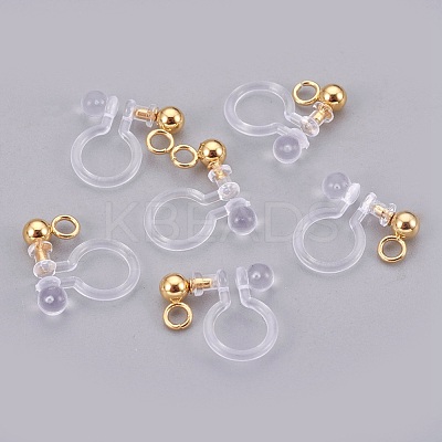 Stainless Steel Clip On Earring Findings X-STAS-P207-02G-1
