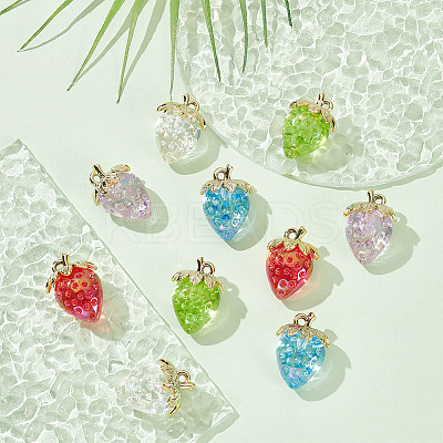10PCS 5Colors Transparent Acrylic with Alloy Pendants TACR-AR0001-20-1
