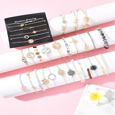 8Sets 8 Styles Iron Alloy Link Bracelets Set for Women BJEW-FS0001-10-1