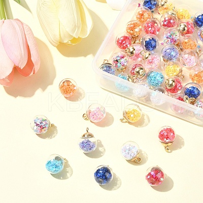 50Pcs 10 Colors Glass Round Pendants GLAA-YW0004-54-1