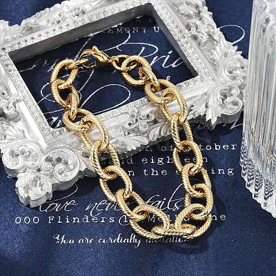 304 Stainless Steel Cable Chain Bracelets for Women Men BJEW-F488-34G-1