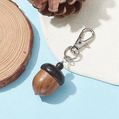 Acorns Disconnectable Wood Pendant Decoraiton HJEW-JM01386-1