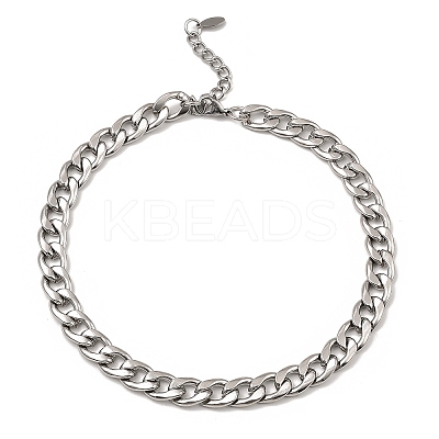 Non-Tarnish 304 Stainless Steel Cuban Link Chain Necklace LS-BJEW-B072-04P-1