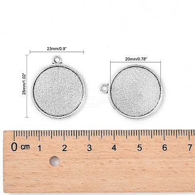 Tibetan Style Antique Silver Alloy Flat Round Pendant Cabochon Settings LS-TIBEP-M022-45AS-1