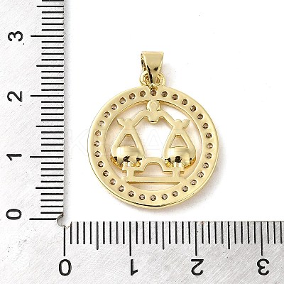 Rack Plating Brass Micro Pave Cubic Zirconia Pendants KK-P241-01G-1