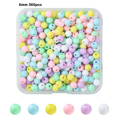 36Pcs 6 Colors Opaque Acrylic Beads MACR-YW0003-24A-1