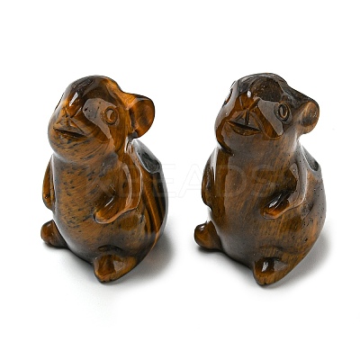 Natural Tiger Eye Carved Healing Mouse Figurines DJEW-D012-02B-1