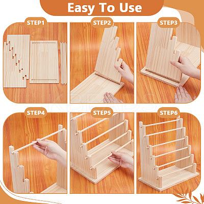 6-Tier Wood Jewelry Bracelet Display Towers ODIS-WH0079-043-1