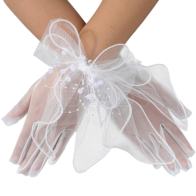 Polyester Bride's Lace Gloves AJEW-WH20120-23D-1