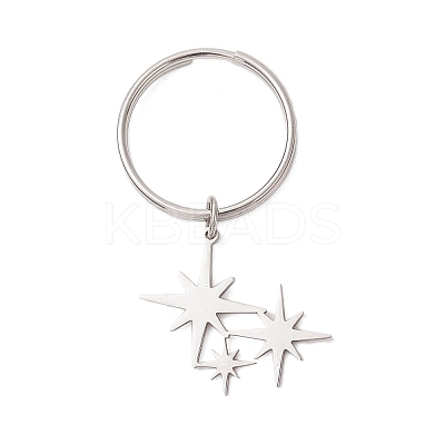6Pcs 201 Stainless Steel Keychain KEYC-JKC01184-1