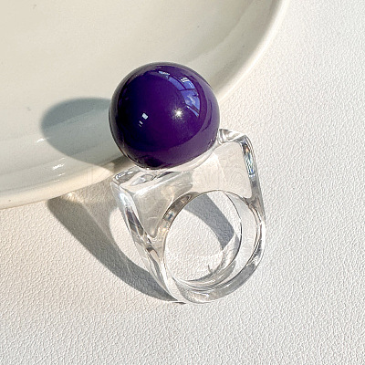 Resin Round Bead Finger Rings FS-WG38F74-03-1