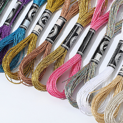 12 Skeins 12 Colors 12-Ply Metallic Polyester Embroidery Floss OCOR-CY0002-05-1