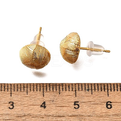 Brass Half Round Stud Earrings EJEW-Z083-01G-1