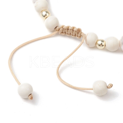 Adjustable Dyed Synthetic Turquoise & Shell Pearl Braided Bead Bracelets BJEW-JB10513-01-1