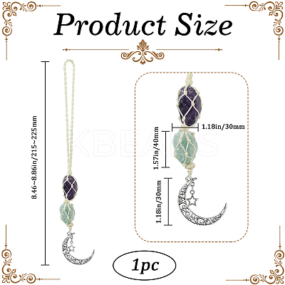 Nuggets Natural Amethyst & Green Aventurine Pouch Pendant Decorations HJEW-WH20002-03C-1