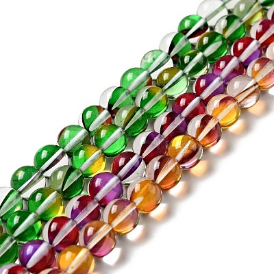 Electroplated Synthetic Moonstone Beads Strands G-F143-A01-M-1