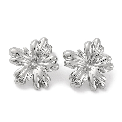 304 Stainless Steel Flower Stud Earrings EJEW-D281-12S-1