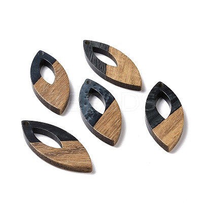Opaque Resin & Walnut Wood Pendants RESI-N025-047B-04-1