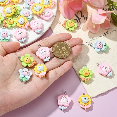 40Pcs 4 Styles Opaque Resin Pendants RESI-CJ0002-85-1