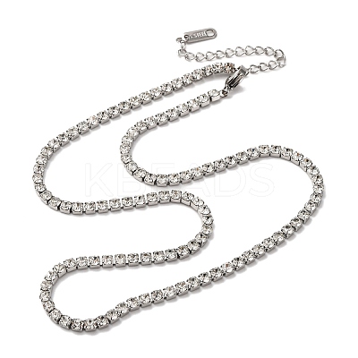 3MM 304 Stainless Steel Rhinestone Cup Chain Necklaces for Women NJEW-G175-01P-02-1