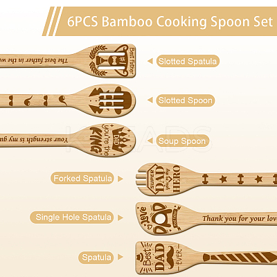6Pcs Bamboo Spoons & Knifes & Forks AJEW-WH0411-031-1