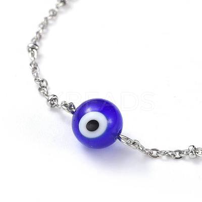 Handmade Lampwork Evil Eye Beads Beaded Bracelets BJEW-JB04462-02-1