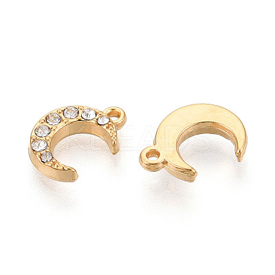 304 Stainless Steel Rhinestone Charms STAS-N110-44G-1