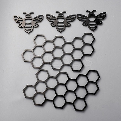 PVC Plastic Farmhouse Honey Bee & Honey Comb Wall Decorations AJEW-WH0347-97B-1