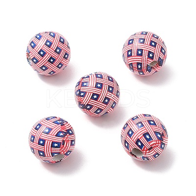 Independence Day Themes Wood European Beads LS-WOOD-I014-01A-1