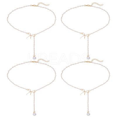 4Pcs Alloy Bowknot Pendant Necklaces for Women NJEW-LP0001-28A-1