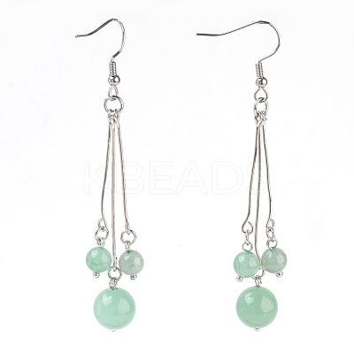 Natural Green Aventurine Dangle Earrings EJEW-JE02813-07-1