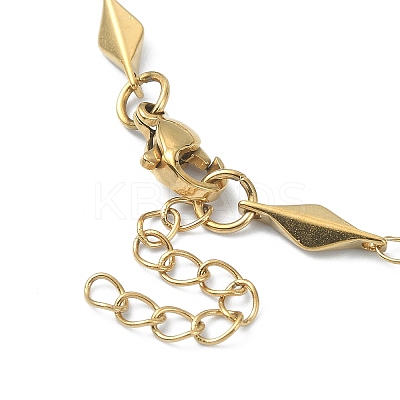 Ion Plating(IP) 304 Stainless Steel Rhombus Link Chain Bracelets for Women BJEW-D023-02G-1