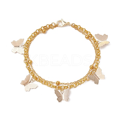 Brass Rolo Chain & Iron Cable Chain Multi-strand Bracelet BJEW-JB10405-1