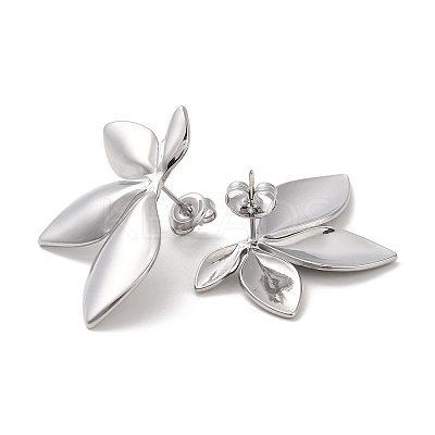 Non-Tarnish Leaf 304 Stainless Steel Stud Earrings for Women EJEW-L272-034P-04-1