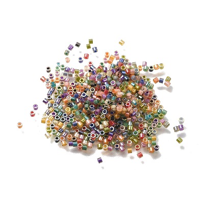 Transparent Colours Rainbow Glass Cylinder Seed Beads GLAA-P073-04-1