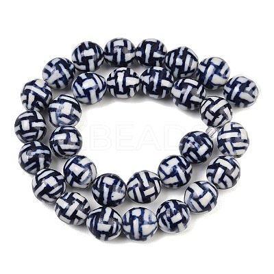 Handmade Blue and White Porcelain Ceramic Beads Strands PORC-L018-03-1