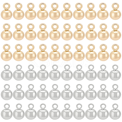 60Pcs 2 Colors Real 18K Gold Plated Long-Lasting Plated Brass Charms KK-BC0013-55-1