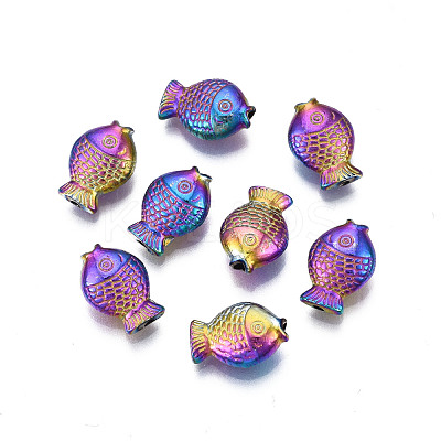 Rack Plating Rainbow Color Alloy Beads PALLOY-S180-331-1