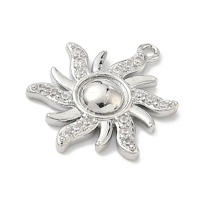 Brass Micro Pave Clear Cubic Zirconia Pendants KK-G548-01B-P-1