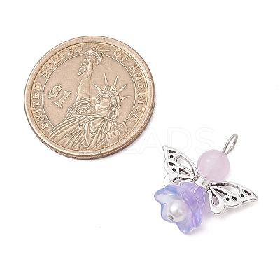 Pearlized Glass Pearl Bead Pendants PALLOY-JF03205-04-1
