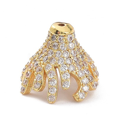 Brass Micro Pave Clear Cubic Zirconia Bead Caps ZIRC-P085-11G-1