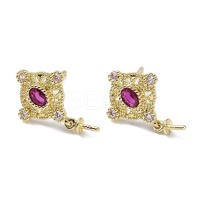 Brass Cubic Zirconia Rhombus Stud Earring Findings LS-KK-B087-04G-1-1
