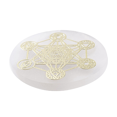 Flat Round Natural Selenite Slice Coasters DJEW-C015-02C-1