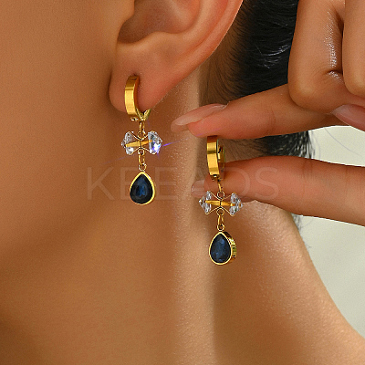 Vintage Gold-plated Stainless Steel Teardrop Retro Hoop Earrings for Women's Daily Wear DC7606-1