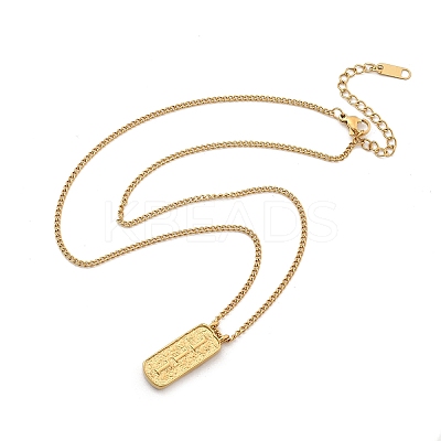304 Stainless Steel Rectangle Number Pendant Necklaces NJEW-D300-01G-01-1