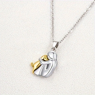 Girl & Dog Zinc Alloy Pendant Necklaces for Women FS-WGDD4A4-03-1