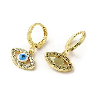 Horse Eye Real 18K Gold Plated Brass Dangle Leverback Earrings EJEW-Q797-23G-05-1
